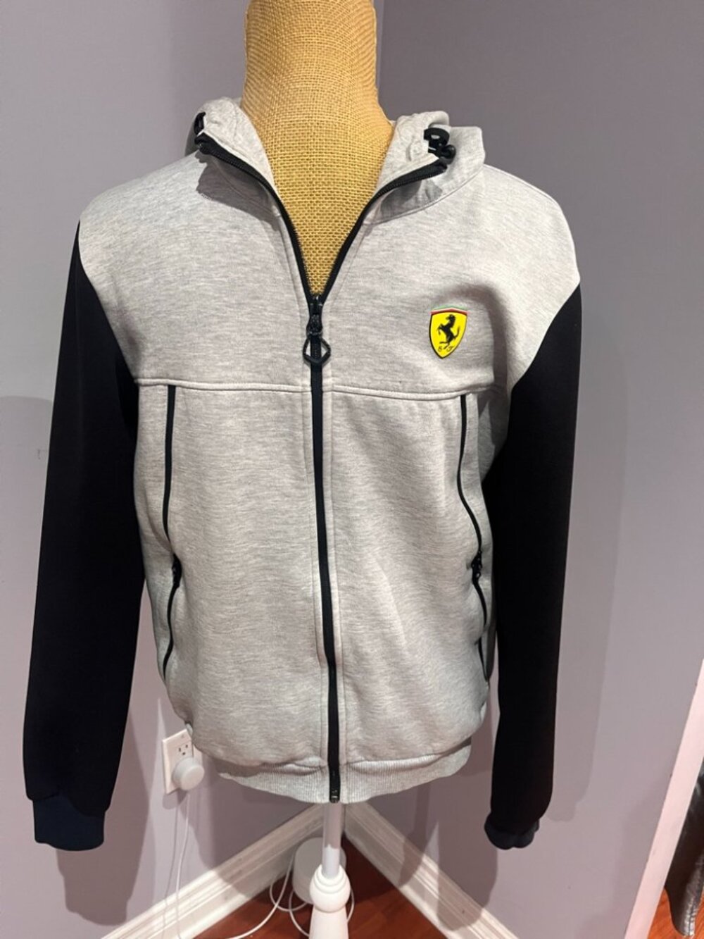 Puma Scuderia Ferrari F1 Full Zip Track Hoodie Grey Black Shield Men's Small S